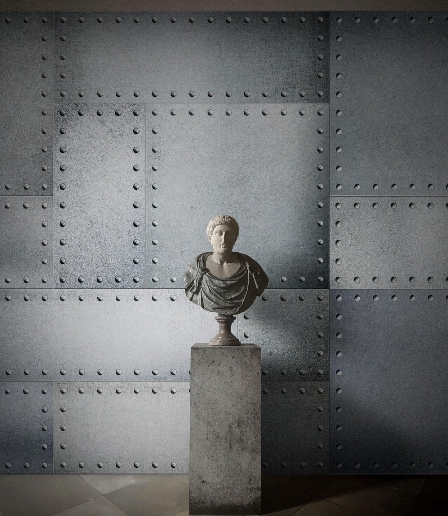 Stainless Steel Metal Grunge Design Wall Mural. Industrial Theme Peel and Stick Wallpaper. #6350