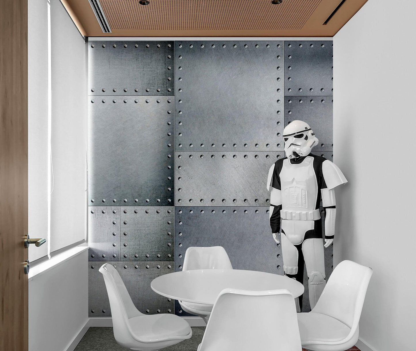 Stainless Steel Metal Grunge Design Wall Mural. Industrial Theme Peel and Stick Wallpaper. #6350