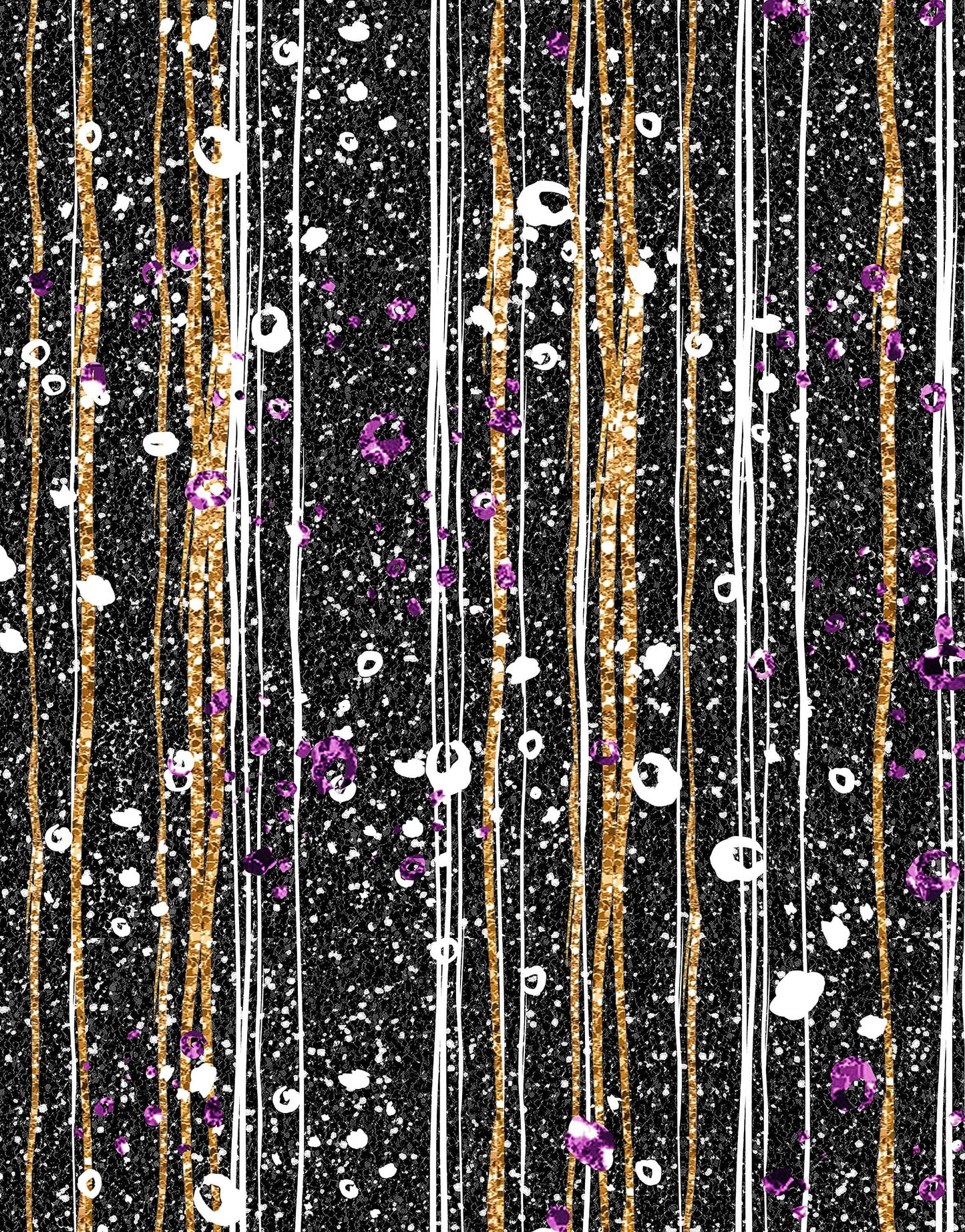 Glamour Gold Stripe Wall Mural. White and Purple Dot Peel and Stick Wallpaper. #6378
