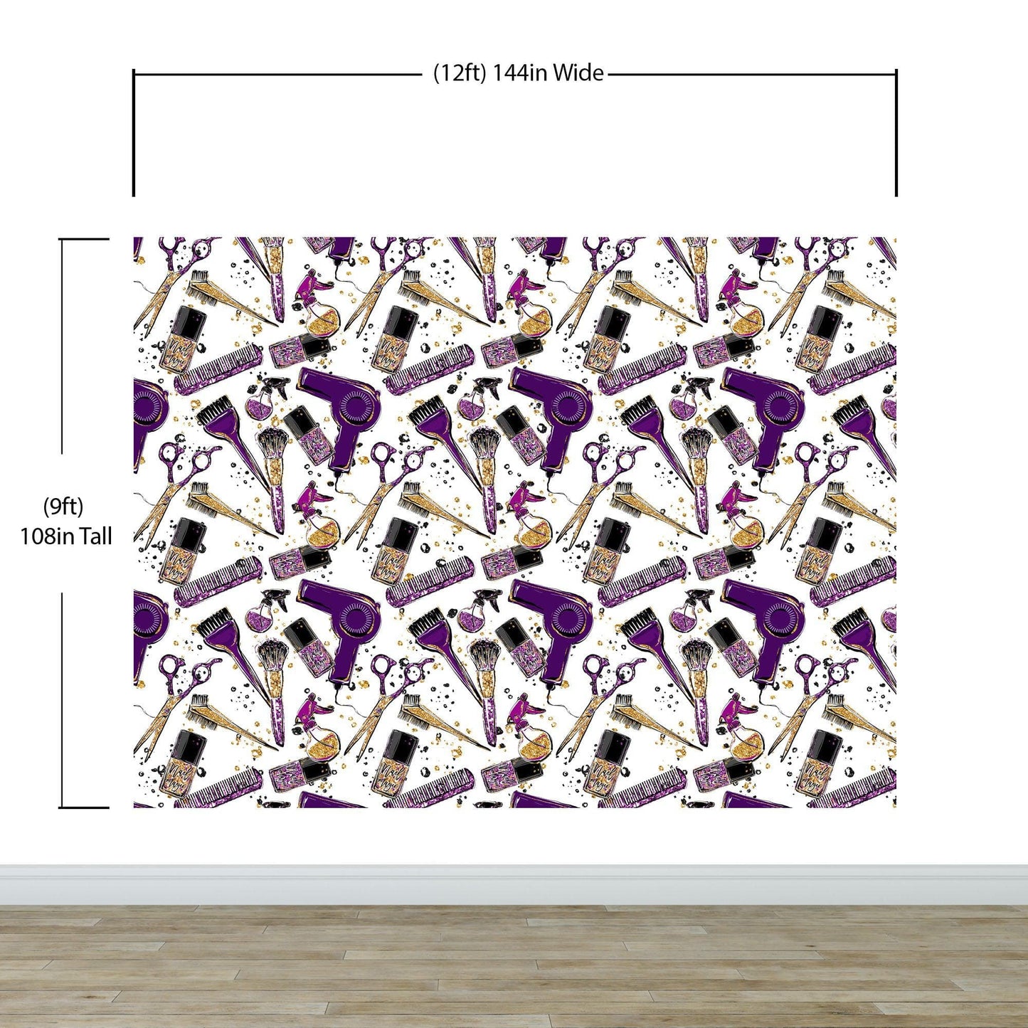 Cosmetic Beauty Room Wall Decor Mural. Fashionista Girl’s Room Decor. Makeup Vanity Decor. Peel and Stick Wallpaper. #6381