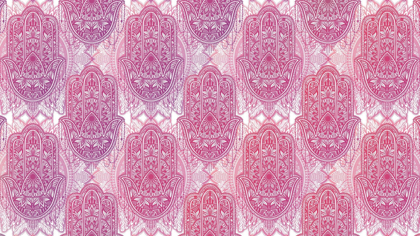 Large Floral Mandala Wall Art Wallpaper. Pink and Purple Ornament Design Peel and Stick Wall Mural. #6384