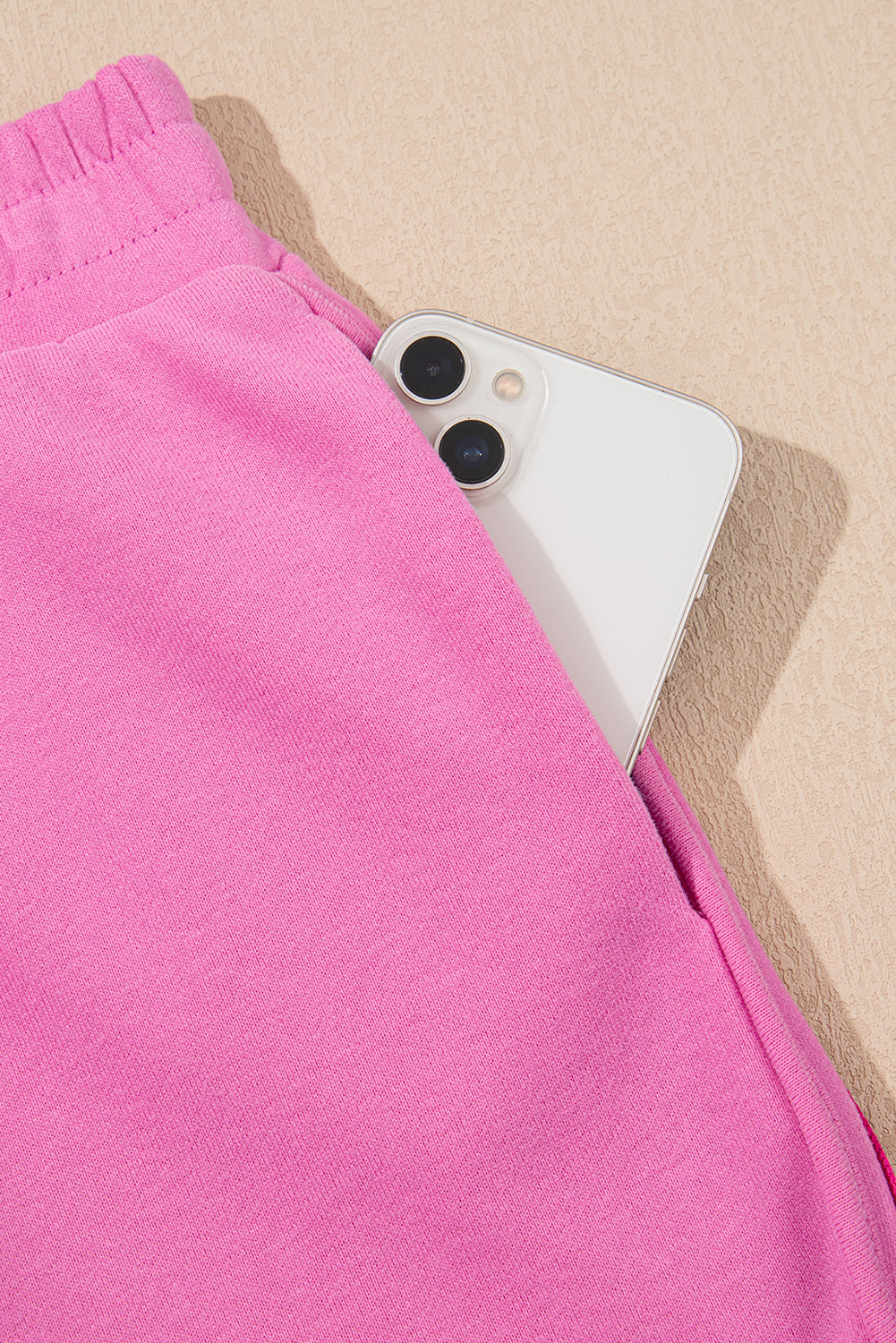 Apricot Striped Accent Pullover and Shorts Two Piece Casual Set