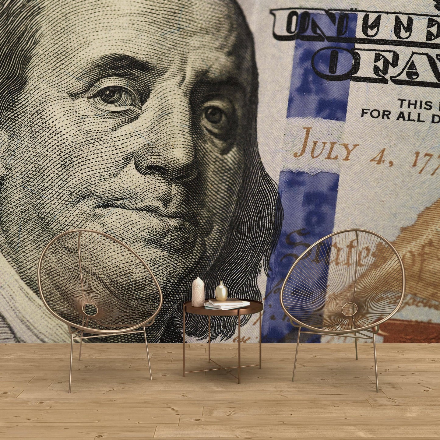 Money Wallpaper. Benjamin Franklin 100 Dollar Bill Wall Mural. #6399