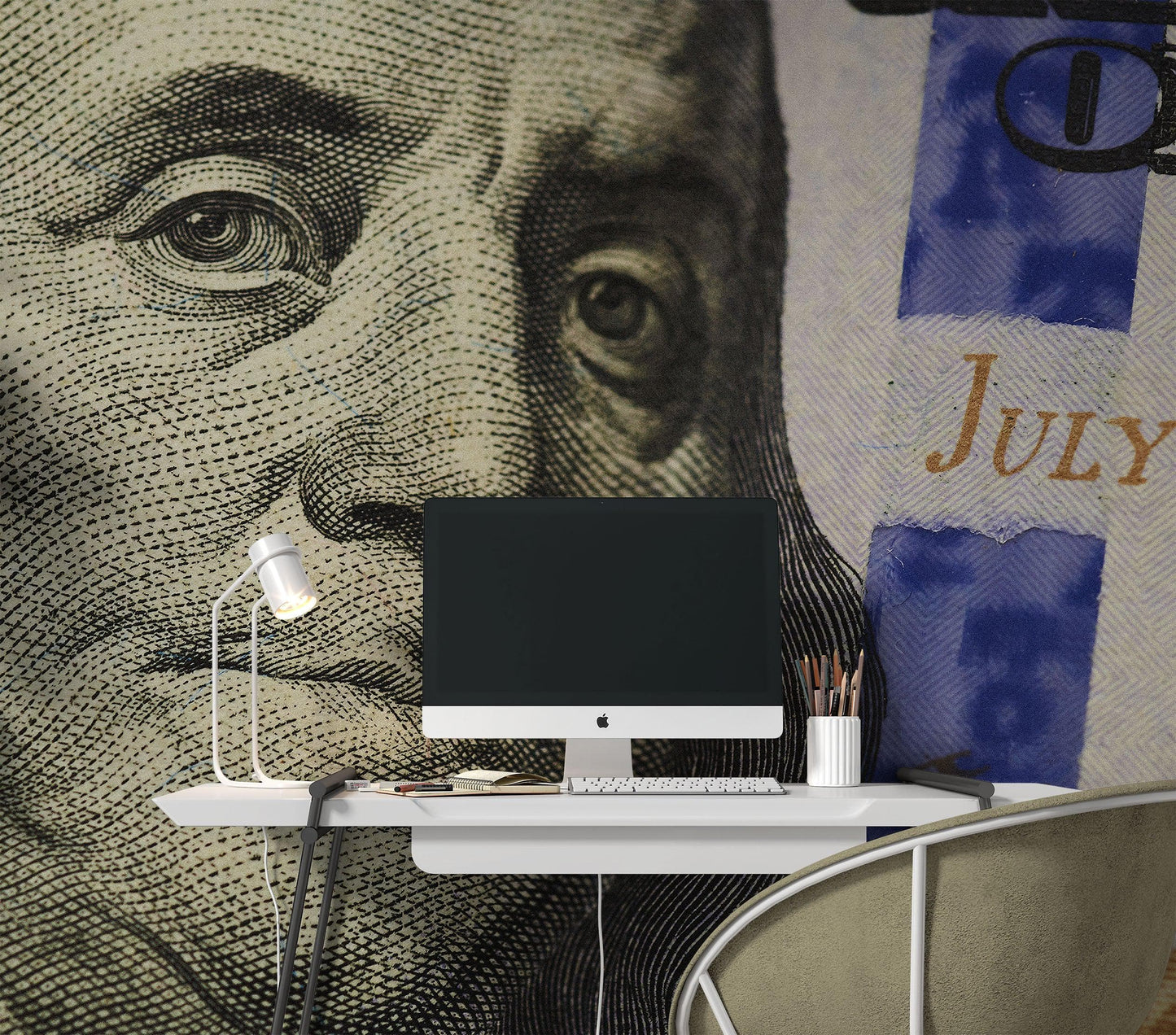 Money Wallpaper. Benjamin Franklin 100 Dollar Bill Wall Mural. #6399