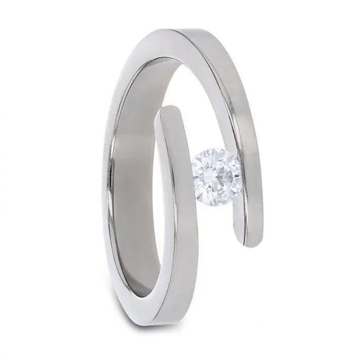 ANNA Tension Set Titanium Diamond Ring