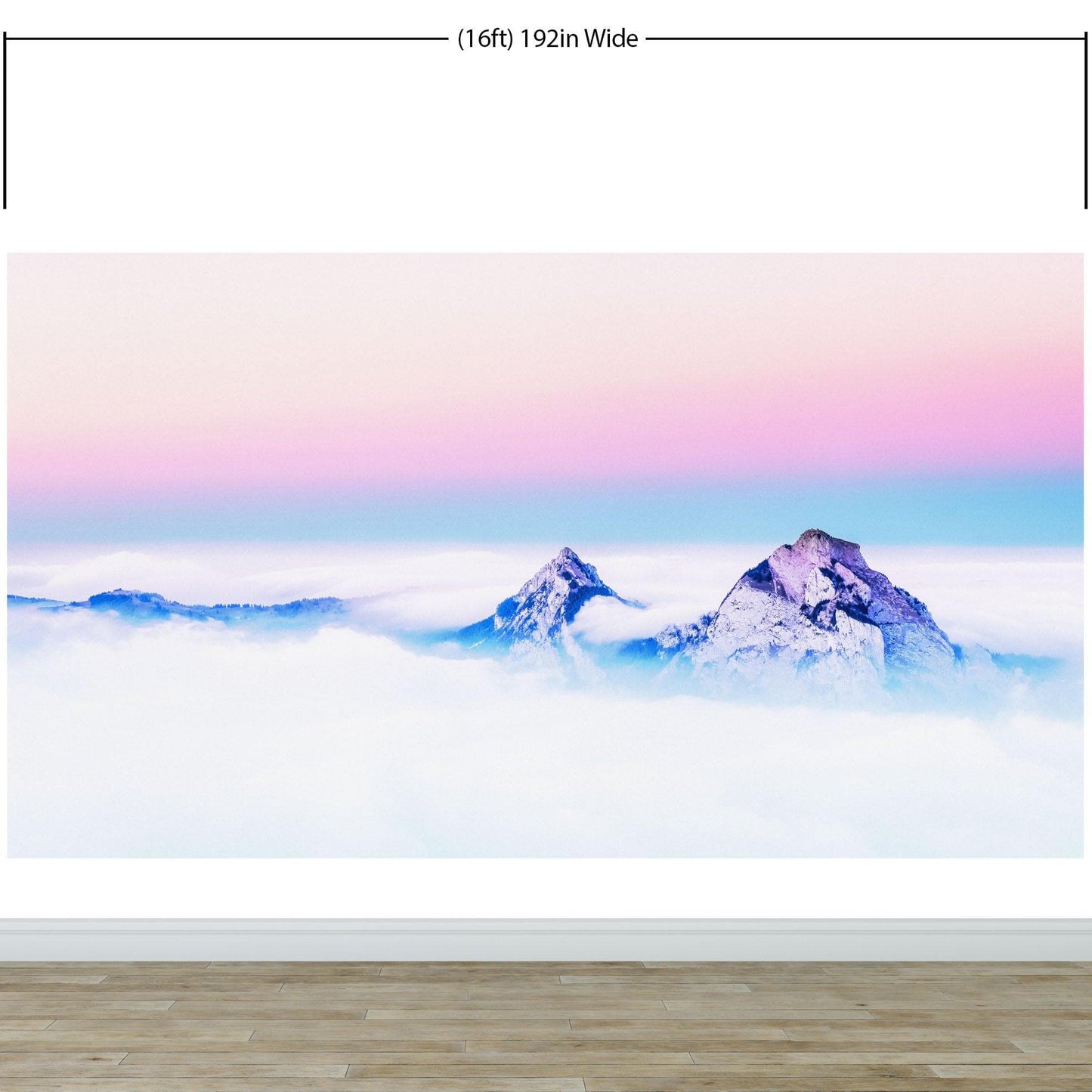 Pastel Color Mountain View on Top of Clouds Wall Mural. Peel and Stick Wallpaper / Removable Wall Mural. #6402