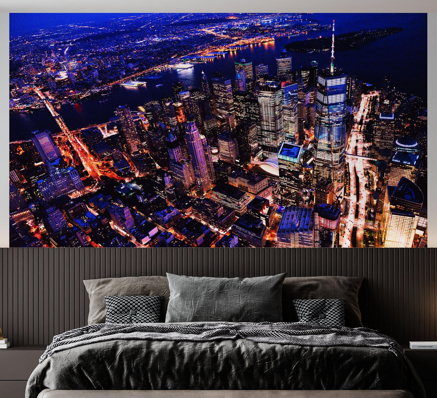 New York City Cyber Punk Synth Wave Wall Mural. 80’s Synth Wave Pop Style Bright Color Wallpaper. #6414
