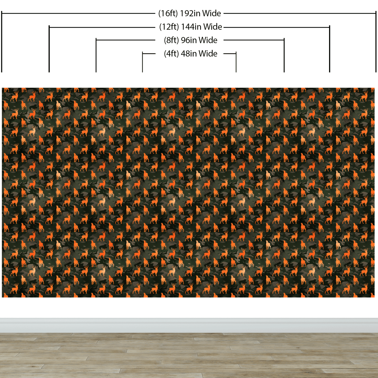 Deer Silhouette Camouflage Wall Mural. Military Theme / Hunter Home Decor. Peel and Stick Wallpaper. #6436