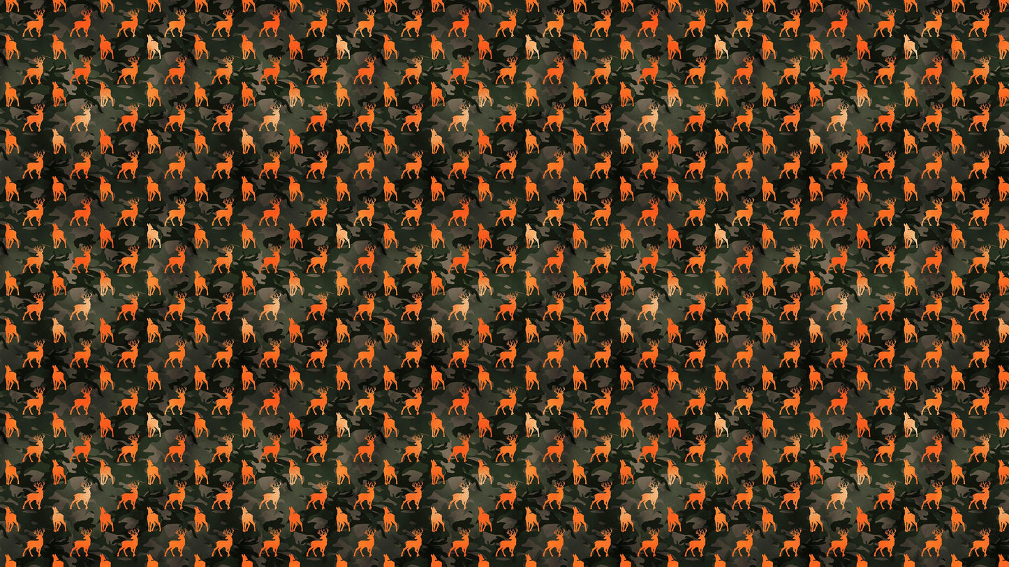 Deer Silhouette Camouflage Wall Mural. Military Theme / Hunter Home Decor. Peel and Stick Wallpaper. #6436