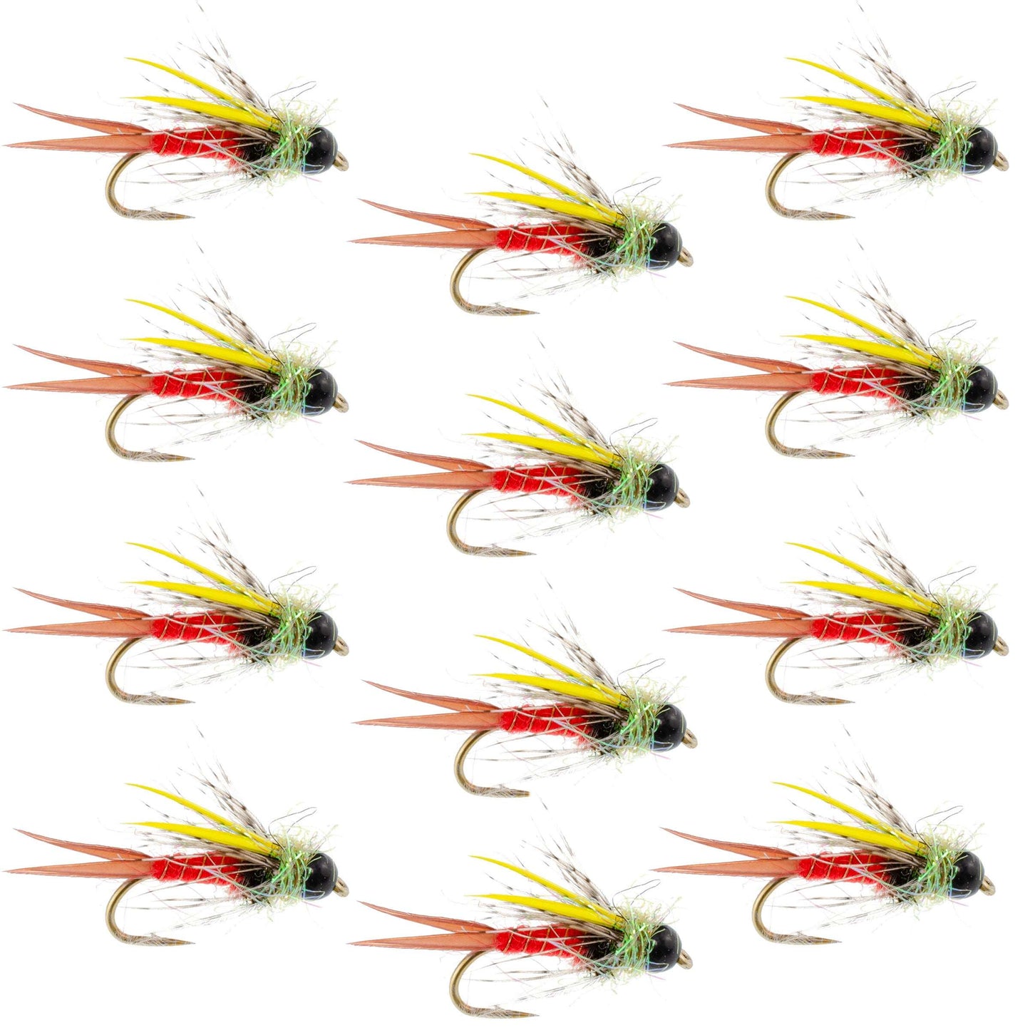 Tungsten Bead Head Nicks Prince Special Nymph Fishing Flies - 12 Flies Hook Size 12
