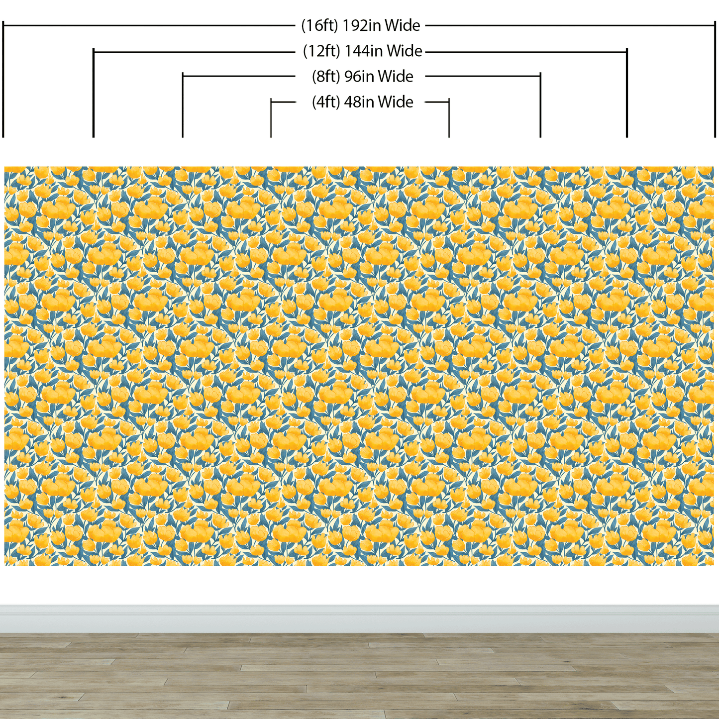 Yellow Floral Flower Background Pattern Wall Mural. #6456