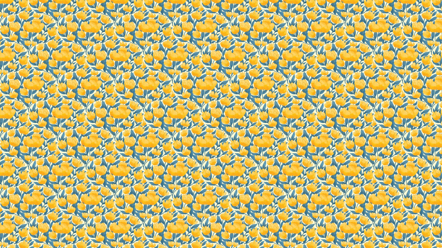Yellow Floral Flower Background Pattern Wall Mural. #6456