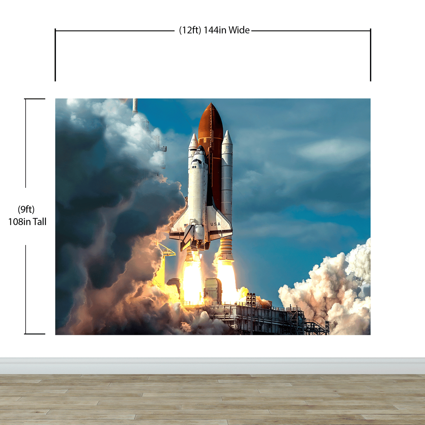 Space Shuttle Wall Mural Wallpaper. NASA Theme Wall Decor. #6470