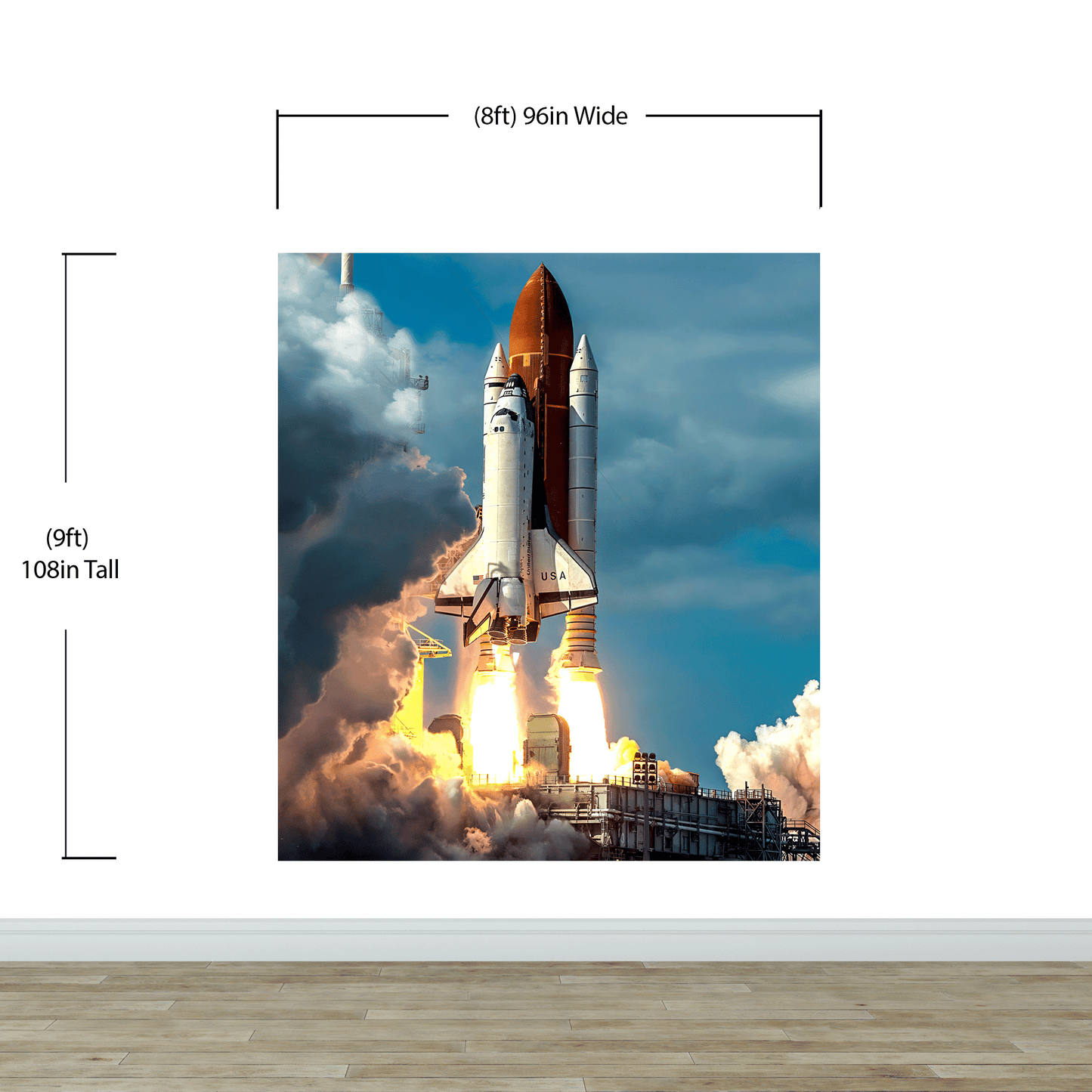 Space Shuttle Wall Mural Wallpaper. NASA Theme Wall Decor. #6470