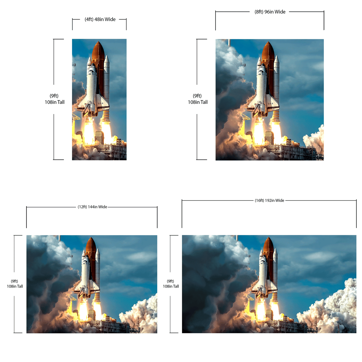 Space Shuttle Wall Mural Wallpaper. NASA Theme Wall Decor. #6470