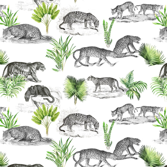 Tiger and Leopard Wallpaper Pattern. Safari Animal Print Wall Mural. #6478