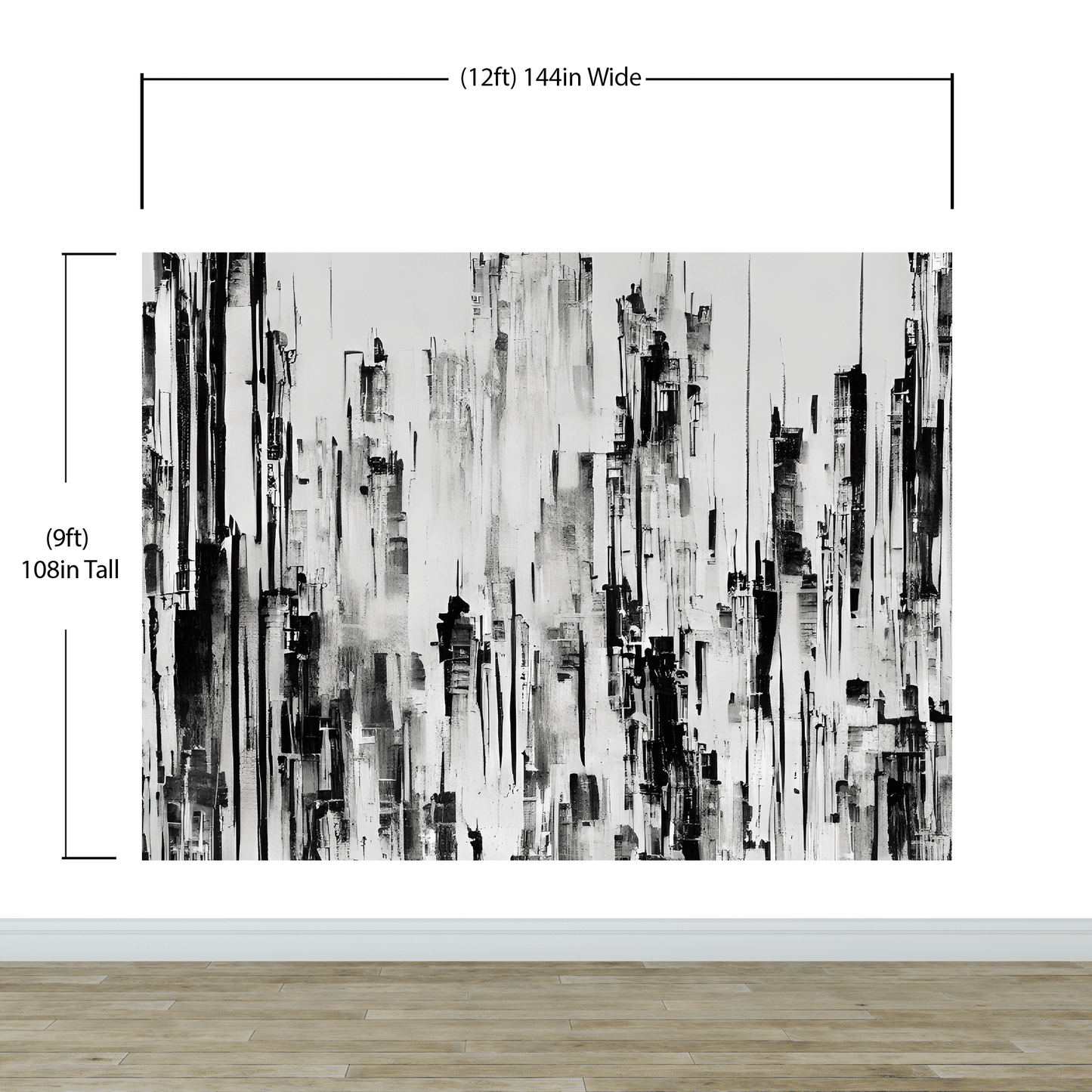 Black and Gray Urban City Wall Mural. Cyber Punk Cityscape. Minimalist Abstract Building Architect Wallpaper. #6487