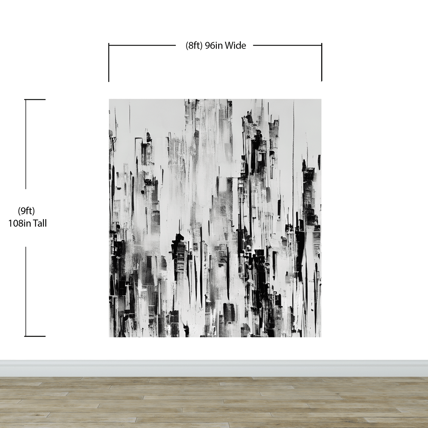 Black and Gray Urban City Wall Mural. Cyber Punk Cityscape. Minimalist Abstract Building Architect Wallpaper. #6487