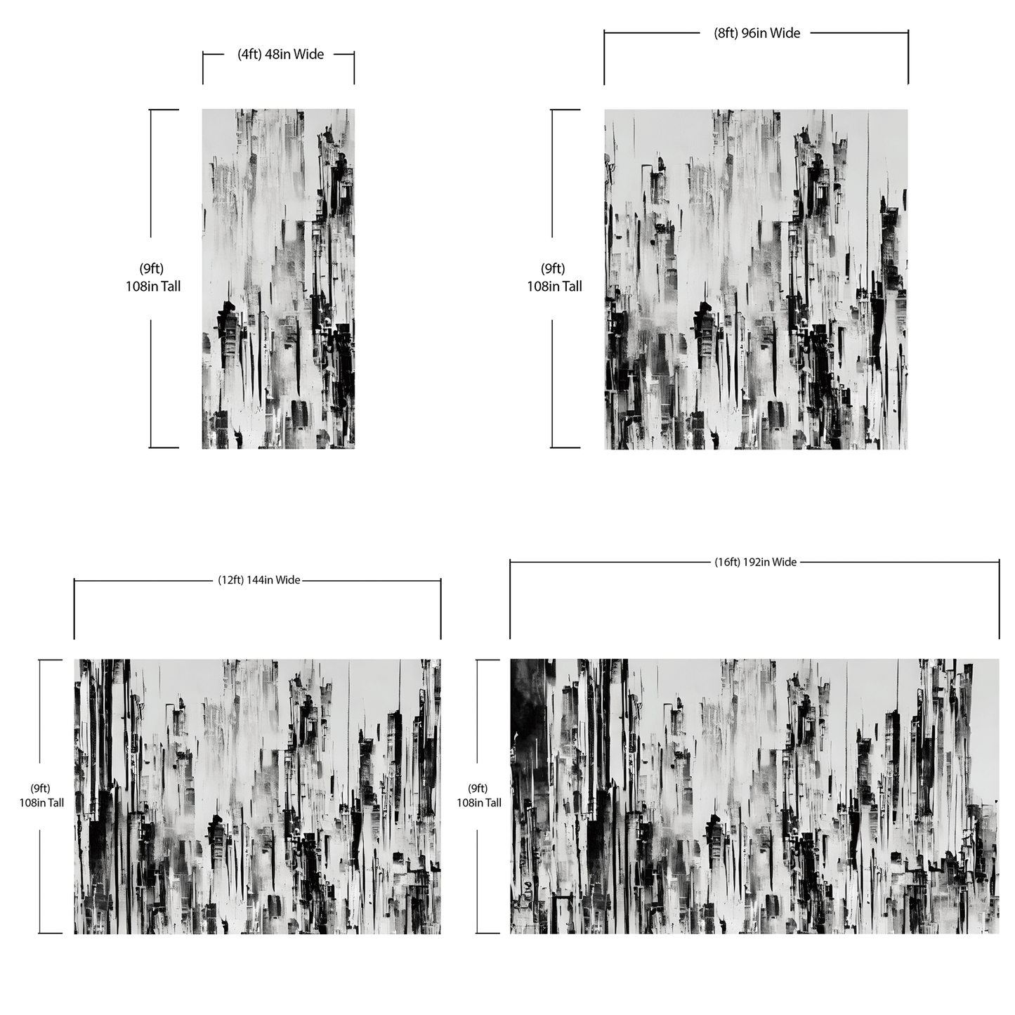 Black and Gray Urban City Wall Mural. Cyber Punk Cityscape. Minimalist Abstract Building Architect Wallpaper. #6487