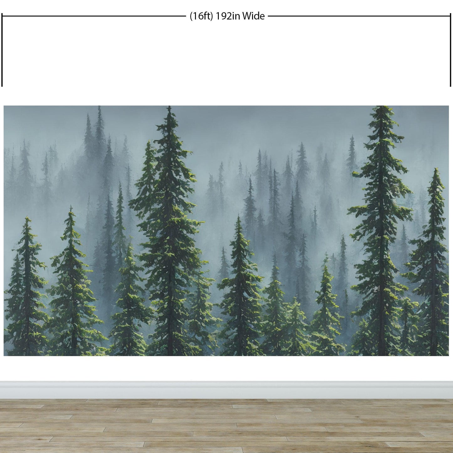 Nature Rainforest Wall Mural Wallpaper. Misty Forest Landscape. #6494