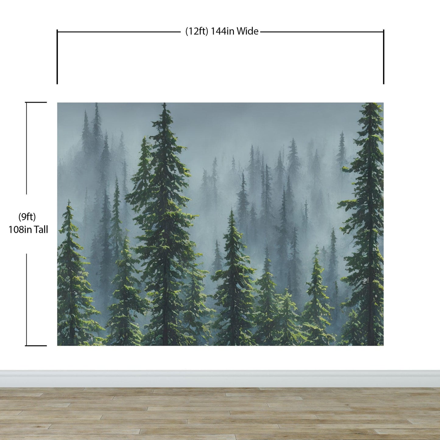 Nature Rainforest Wall Mural Wallpaper. Misty Forest Landscape. #6494