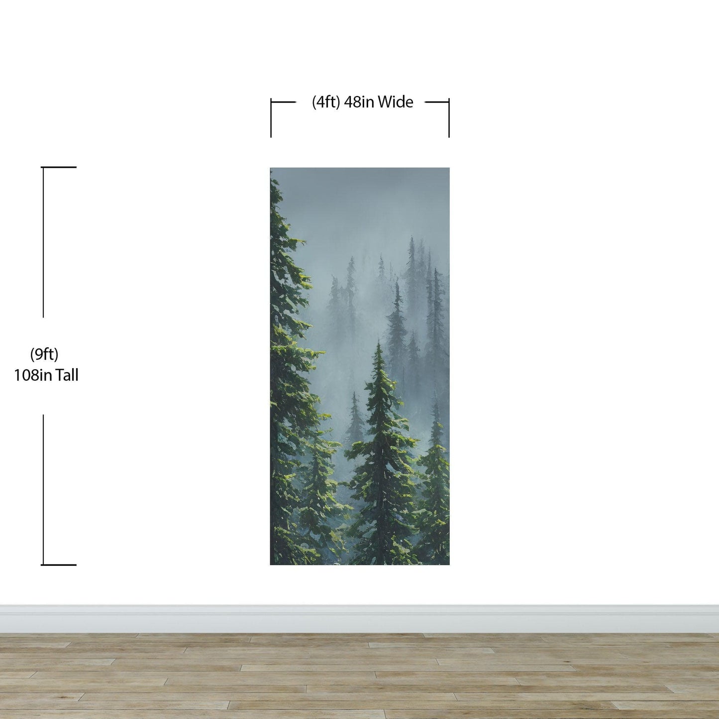 Nature Rainforest Wall Mural Wallpaper. Misty Forest Landscape. #6494