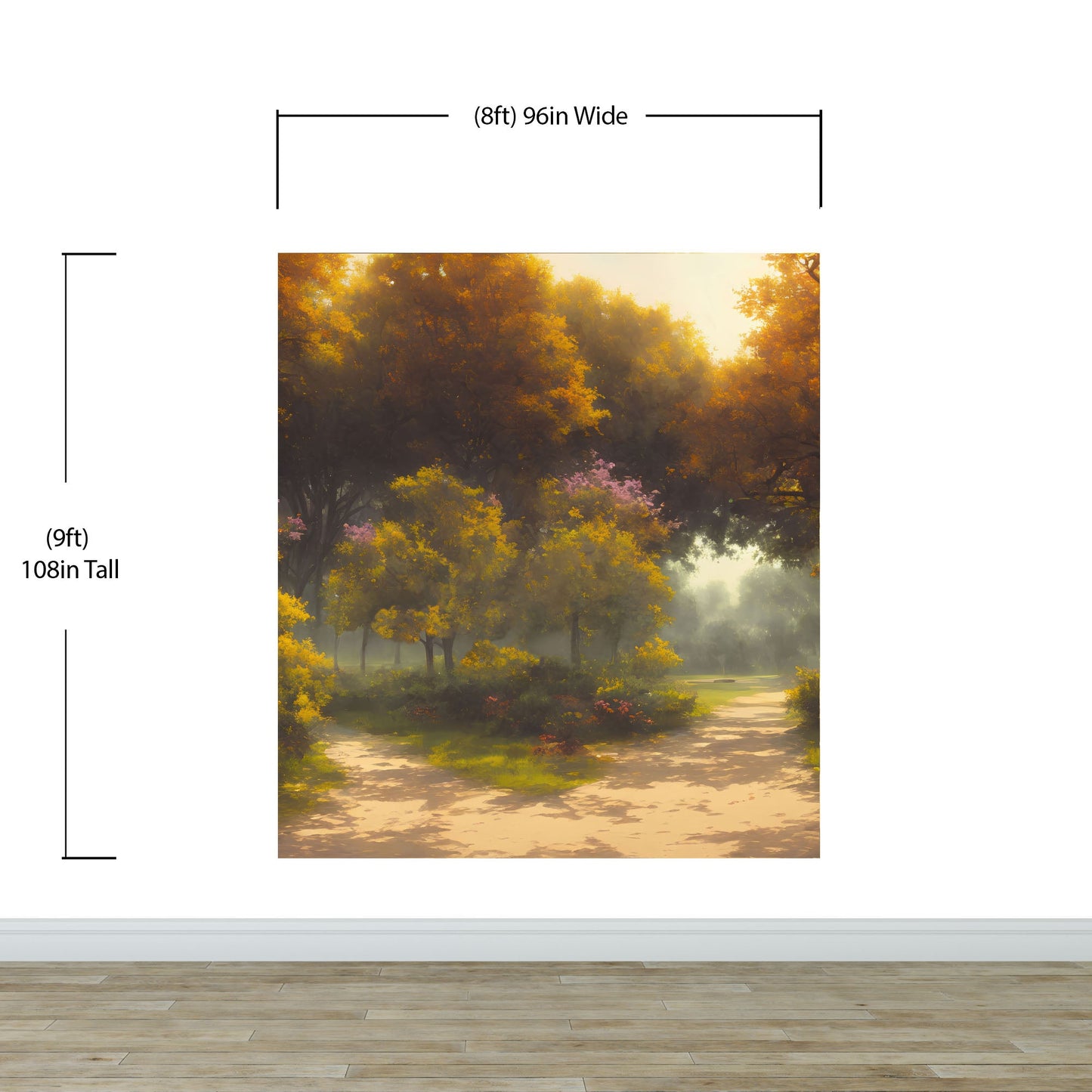 Vintage Trees in Park Wallpaper. Peel and Stick Wall Mural. #6496