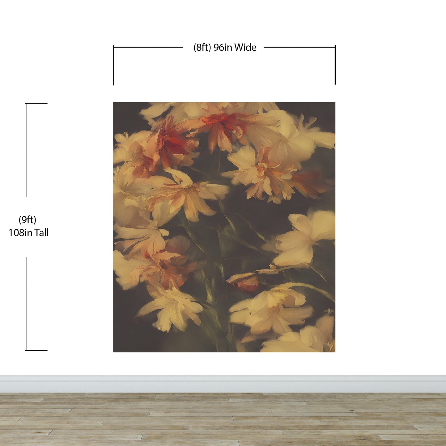 Vintage Dark Background with Yellow Flowers Botanical Wallpaper. #6497