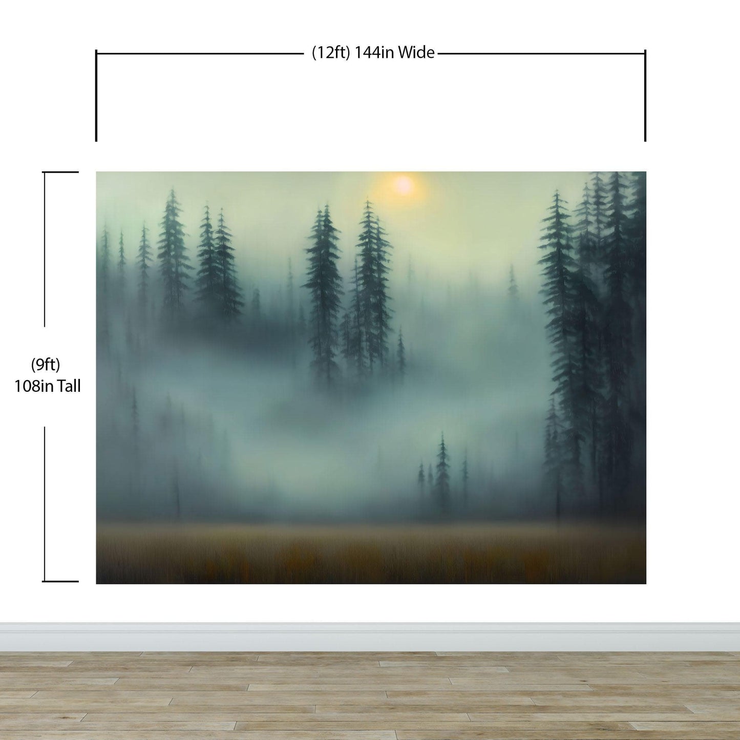 Misty Forest Wallpaper, Peel and Stick Wall Mural. #6501