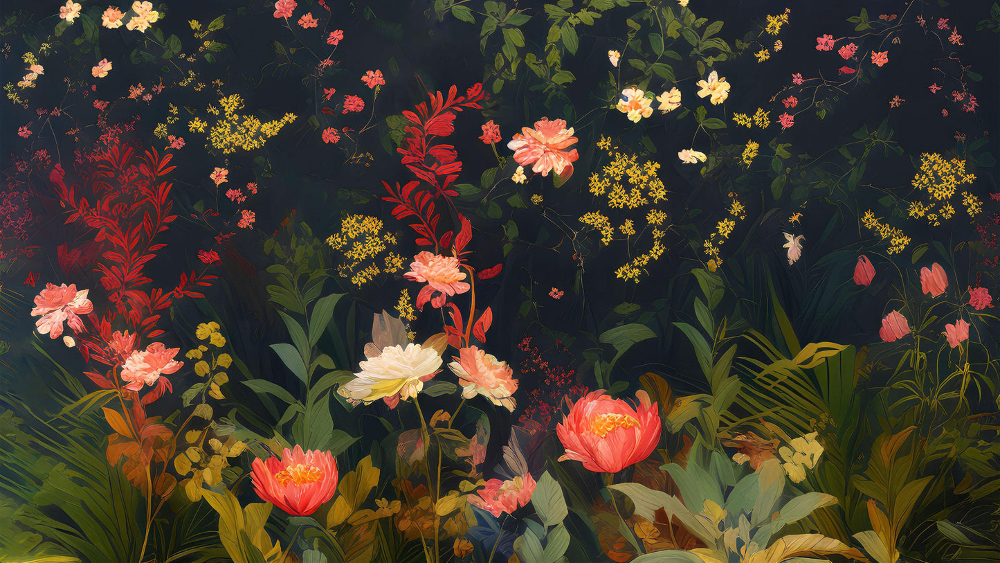 Chinoiserie Flowers Wallpaper. Asian Wall Art Mural #6517