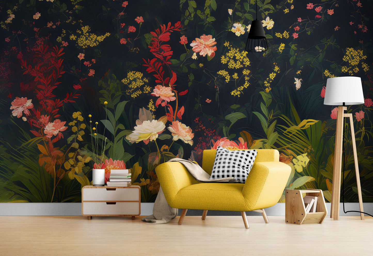 Chinoiserie Flowers Wallpaper. Asian Wall Art Mural #6517