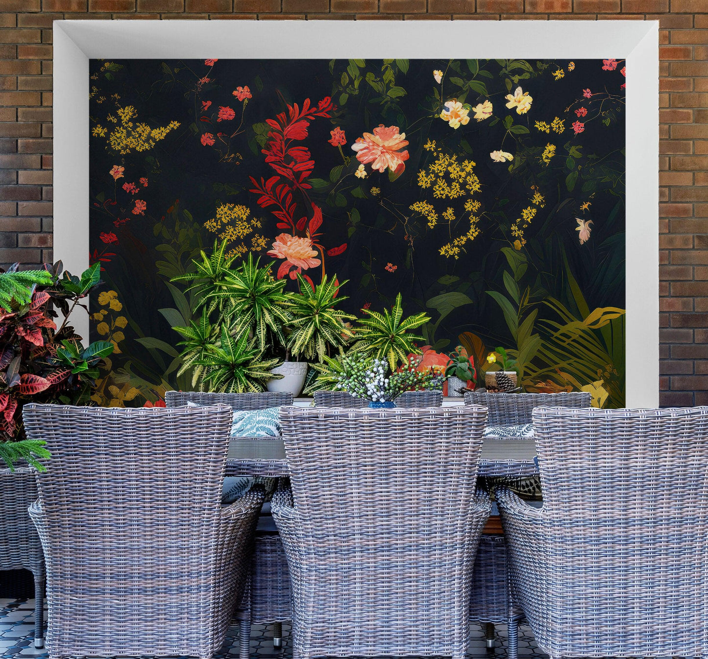 Chinoiserie Flowers Wallpaper. Asian Wall Art Mural #6517