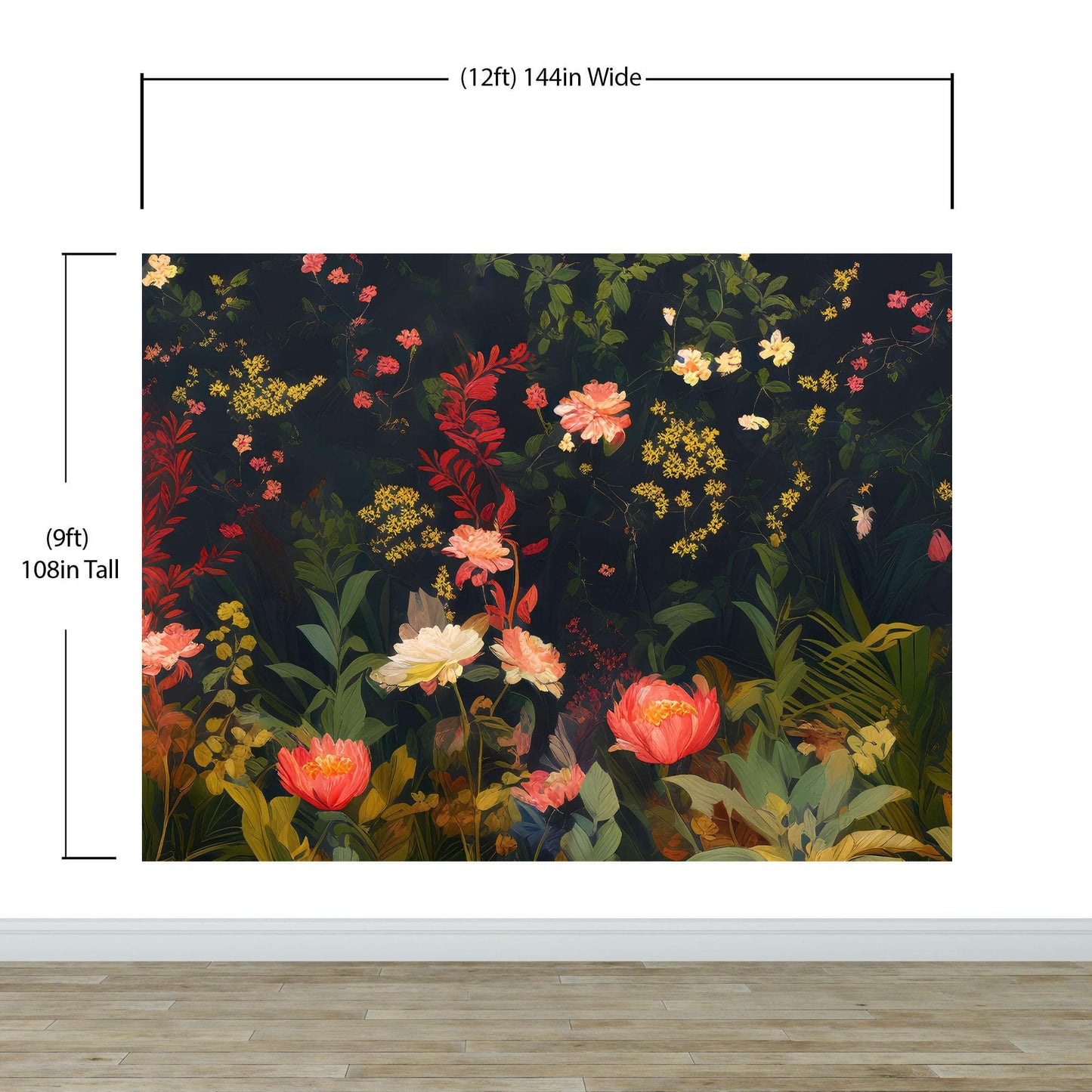 Chinoiserie Flowers Wallpaper. Asian Wall Art Mural #6517
