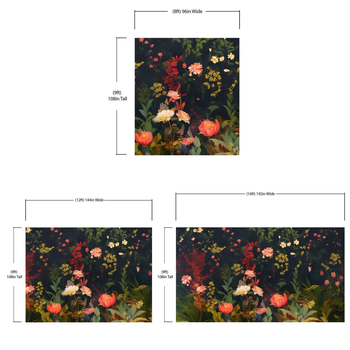 Chinoiserie Flowers Wallpaper. Asian Wall Art Mural #6517