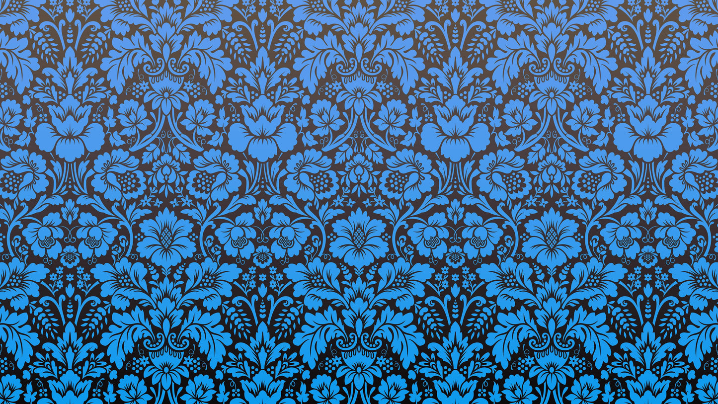 Damask Wallpaper Blue Color on Dark Background Pattern Wallpaper Peel and Stick Wall Mural Home Decor #6518