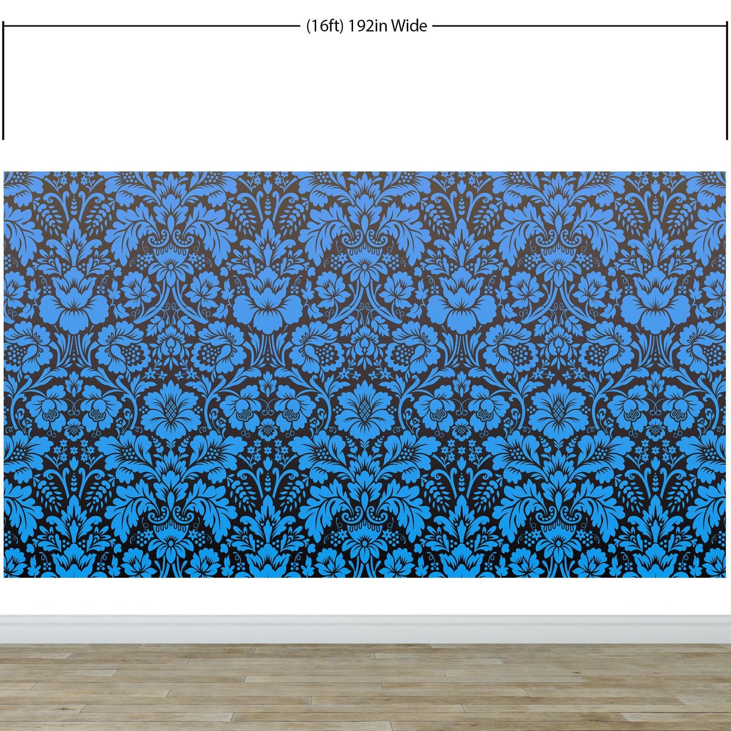 Damask Wallpaper Blue Color on Dark Background Pattern Wallpaper Peel and Stick Wall Mural Home Decor #6518