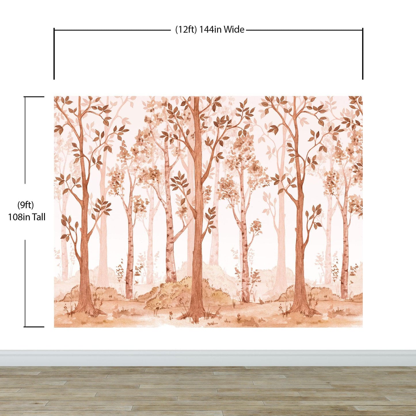 Sepia Tone Nursery Woodland Forest Wallpaper. Watercolor Birch Tree Forest Wall Mural. #6526