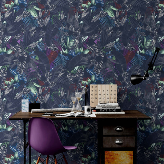 Pastel Color Tropical Leaves In a Dark Jungle Background Wallpaper #6537