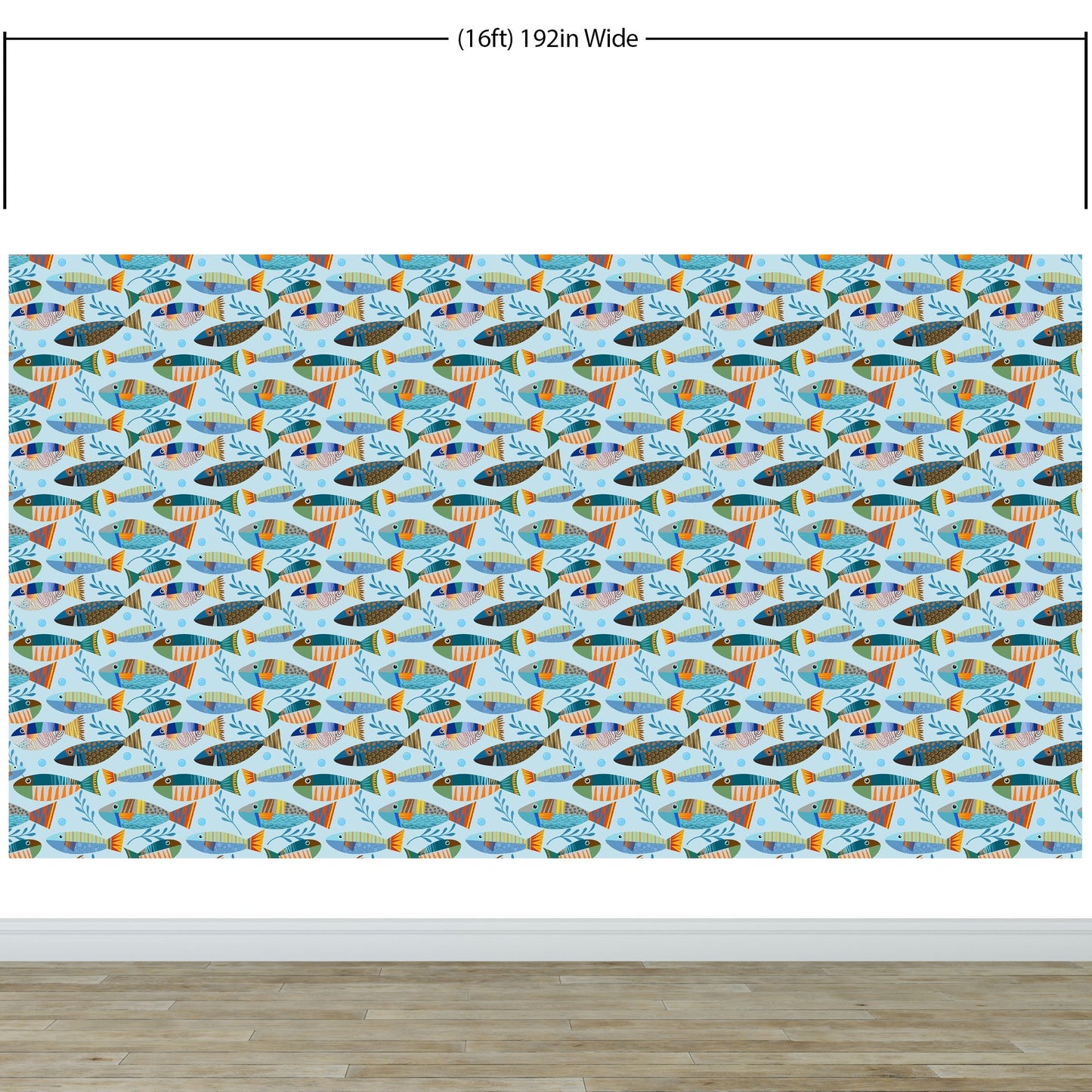 Underwater Fish Wallpaper. Colorful Tropical Fish Pattern Peel and Stick Wall Mural. #6540