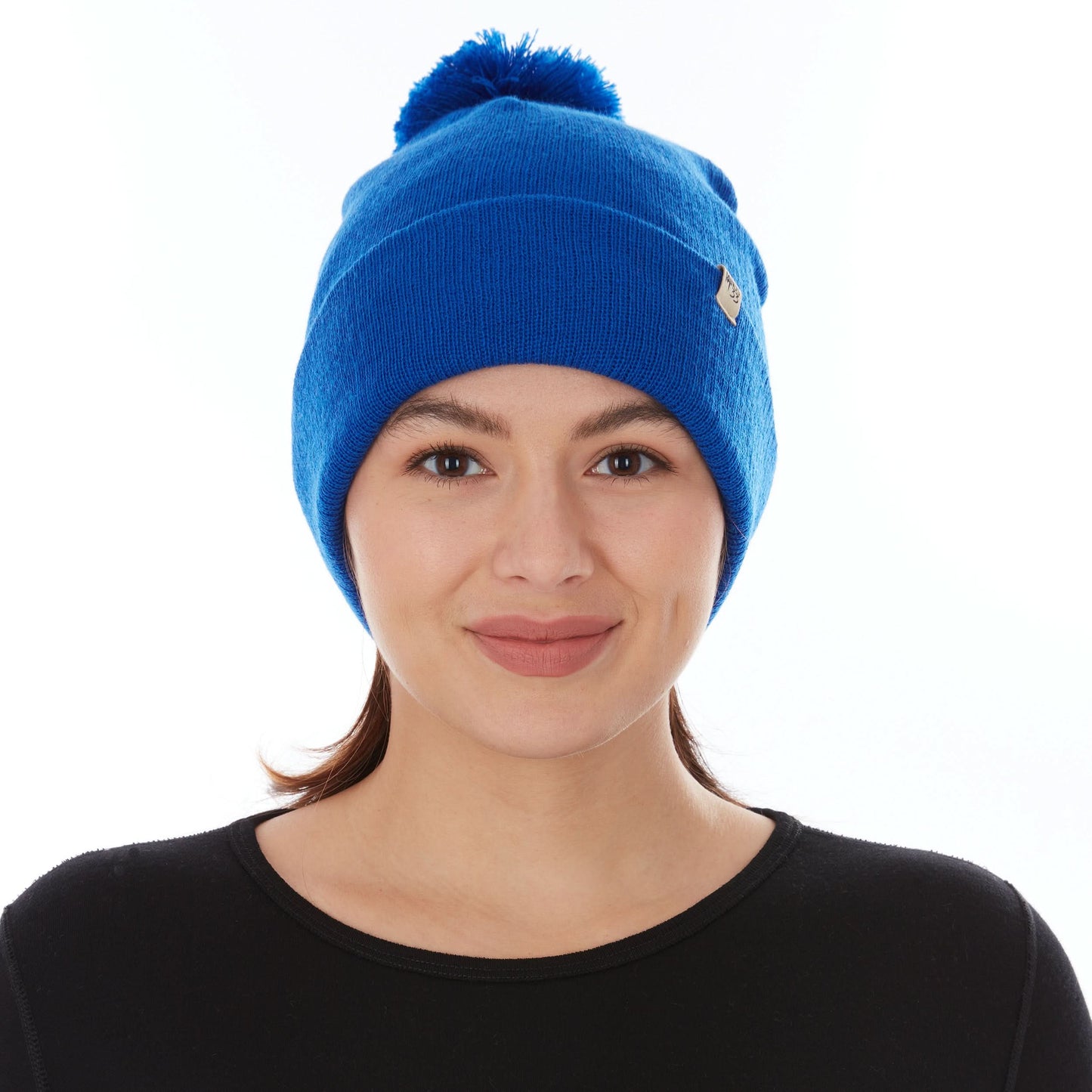 100% Merino Wool Knit Cuff Pom Beanie - Midweight