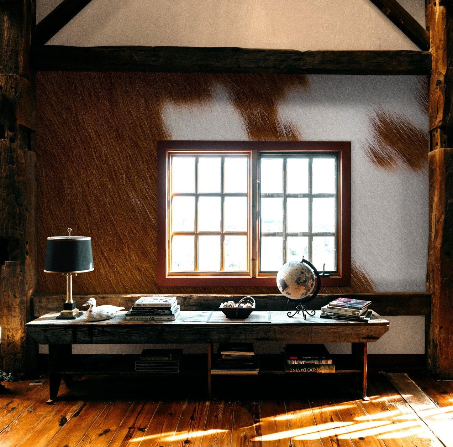 Country-Style Cowhide Wallpaper for Rustic Home Decor. #6541