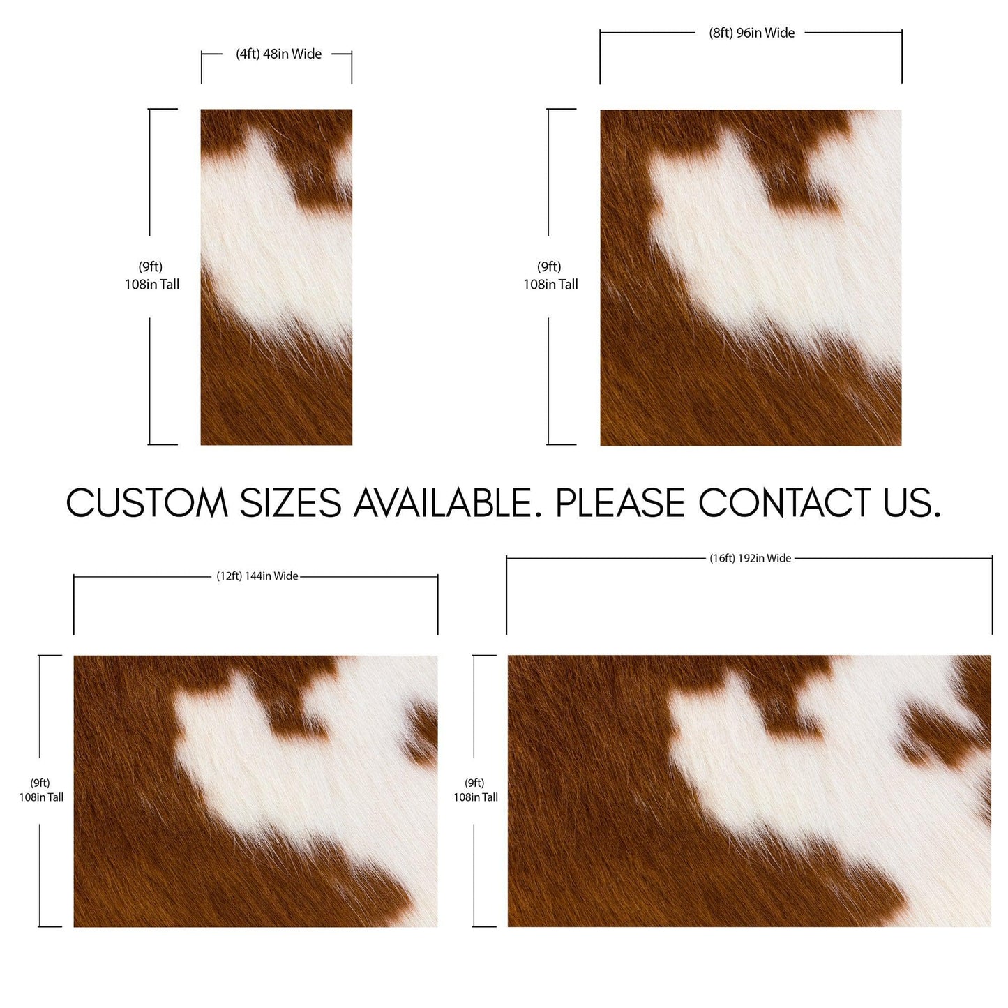 Country-Style Cowhide Wallpaper for Rustic Home Decor. #6541