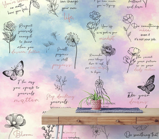 Affirmation Quote Wallpaper. Self Care Meditation Quote Bedroom Decor. #6545