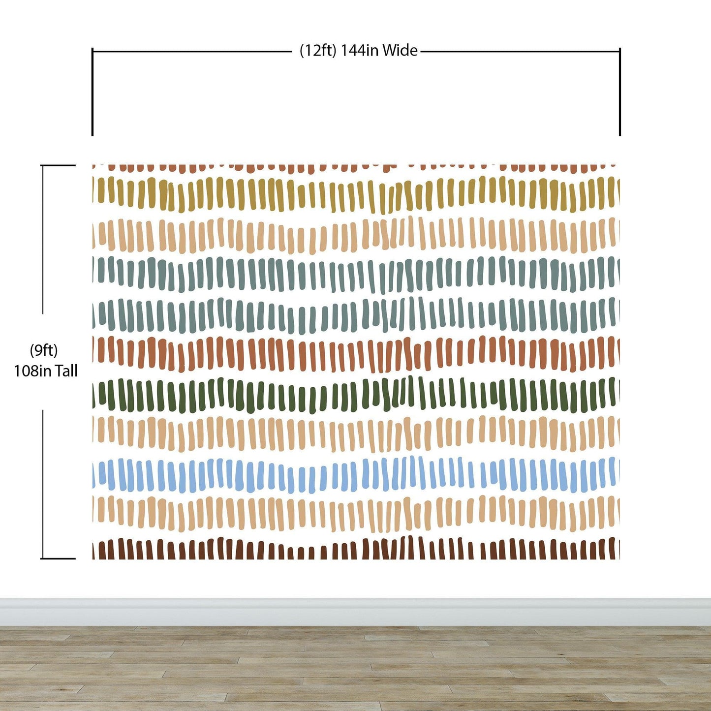 Minimalist Boho Wallpaper Peel and Stick Mural. Pastel Color Brush Strokes Stripes Pattern Design. #6568