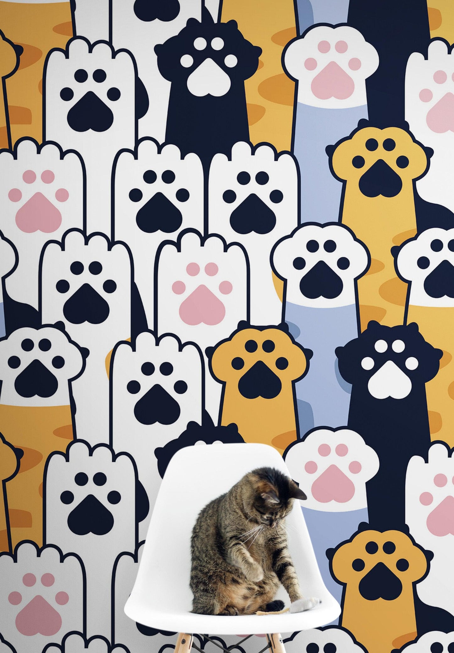 Cat Paws Pattern Wallpaper - Adorable Decor for Kid's and Nursery Rooms #6576