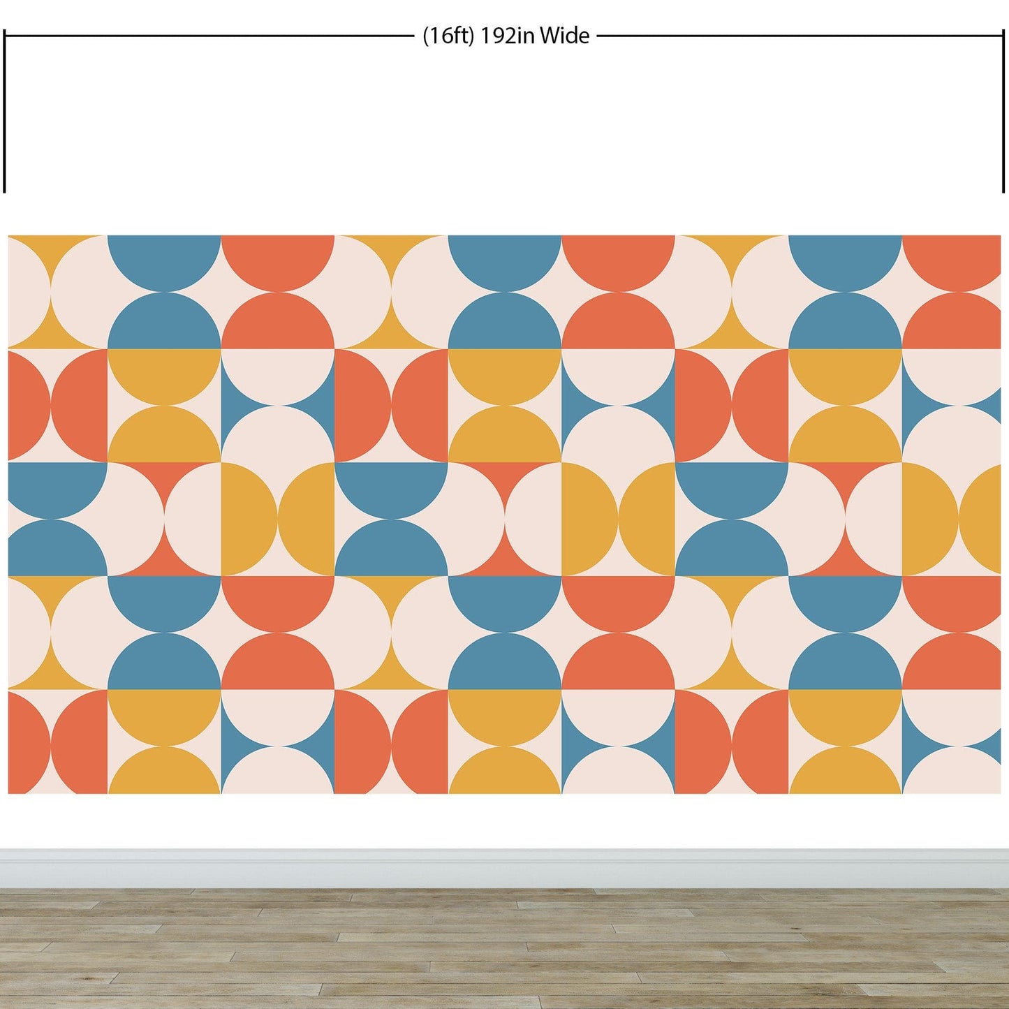 Retro Circle Geometric Wallpaper Peel and Stick Mural. Groovy Shape Patterns Mid Century Modern Retro Design. #6578
