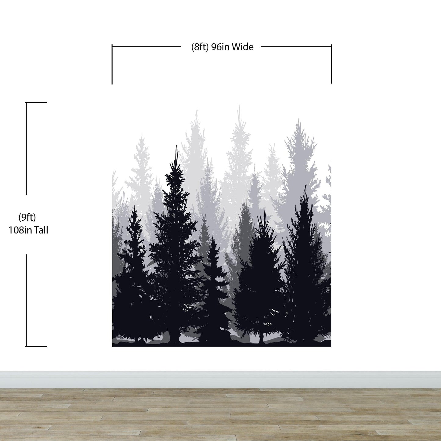 Black and White Pine Tree Forest Wallpaper. #6594
