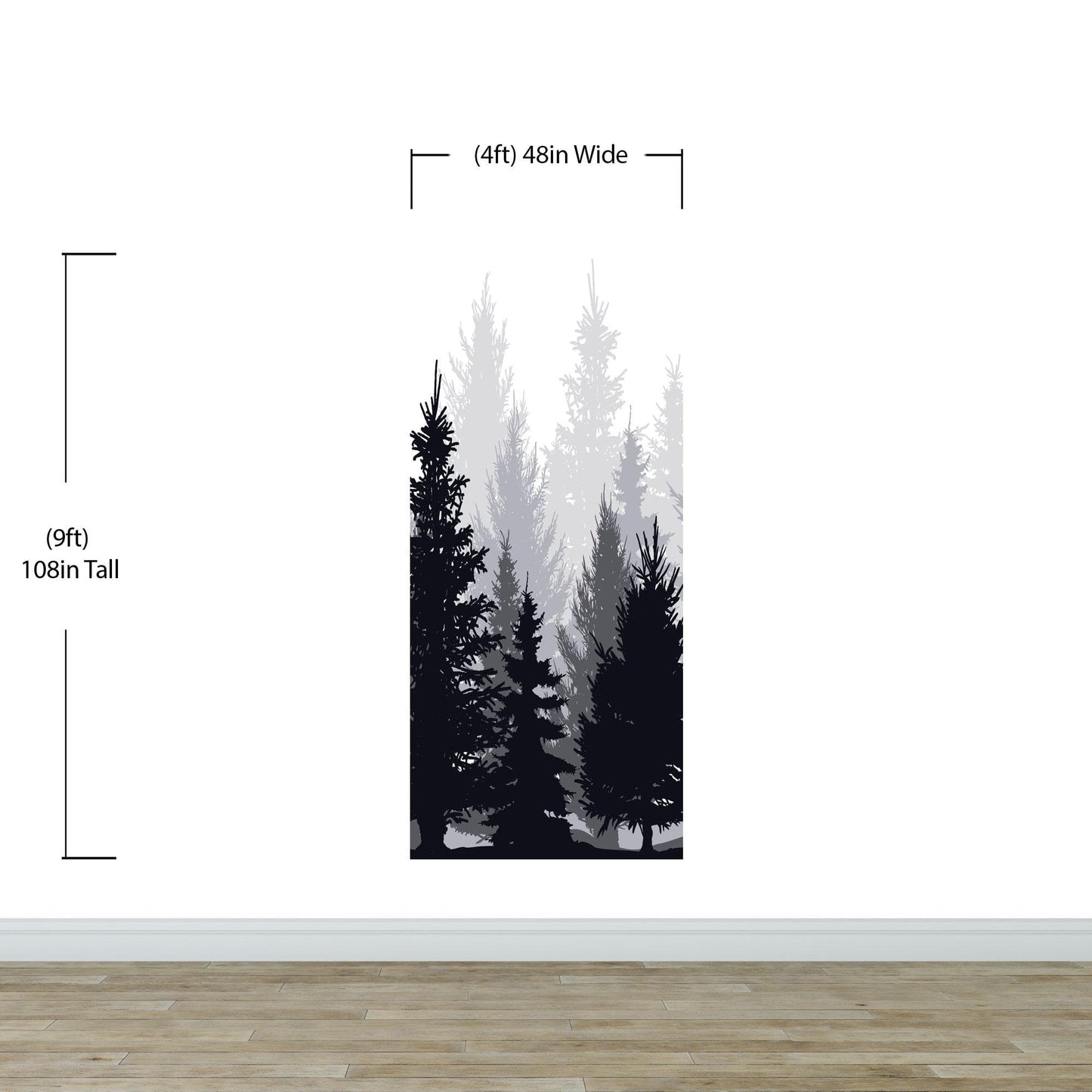 Black and White Pine Tree Forest Wallpaper. #6594