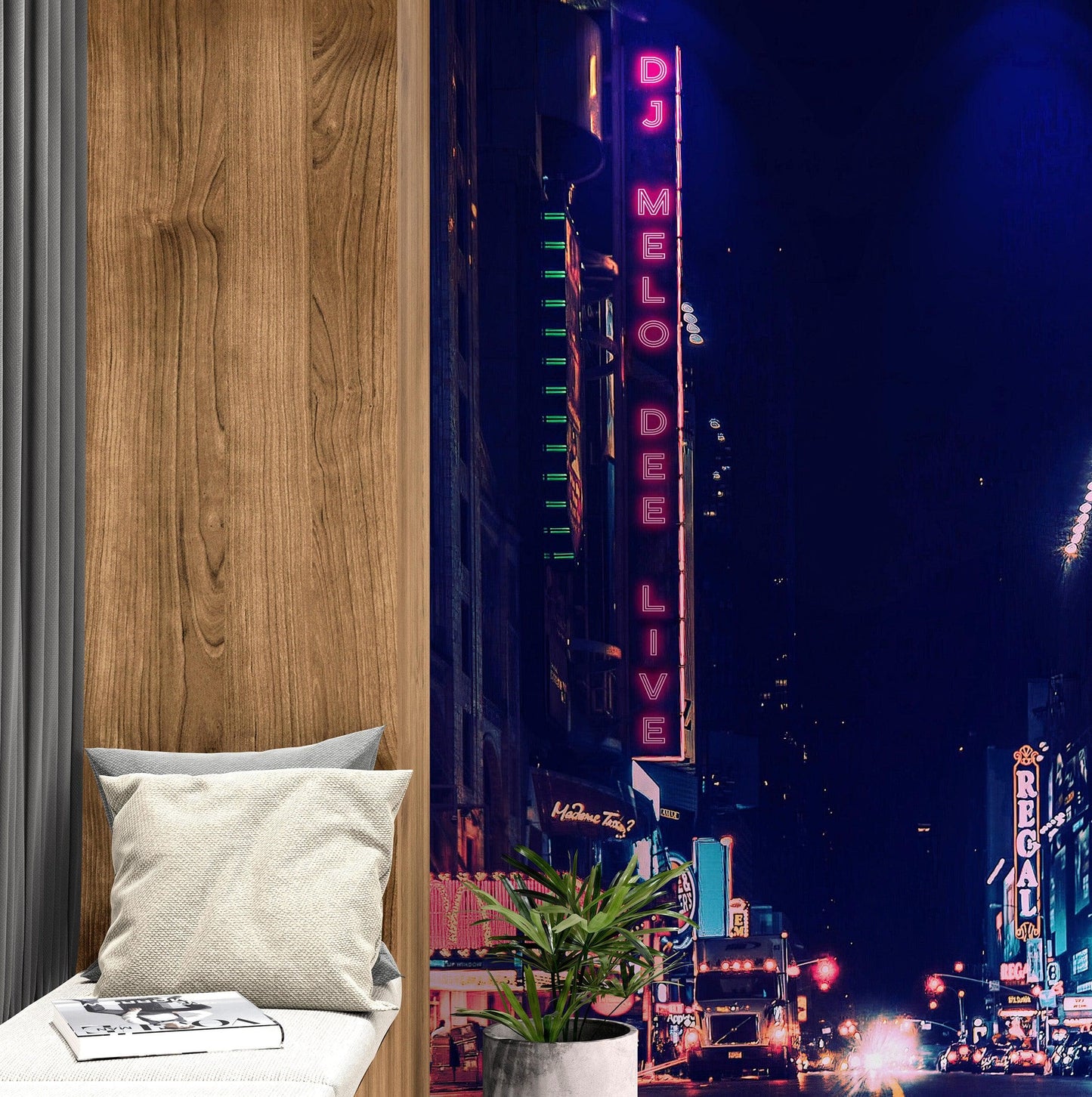 Personalized Neon Name on City Billboard Wall Mural. #6595