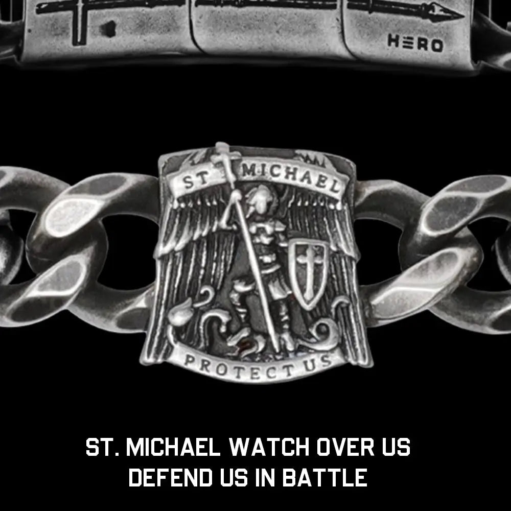 St. Michael's 'protect Us' Cuban Link Bracelet: Helps Pair Veterans with A Service Dog or Shelter Dog